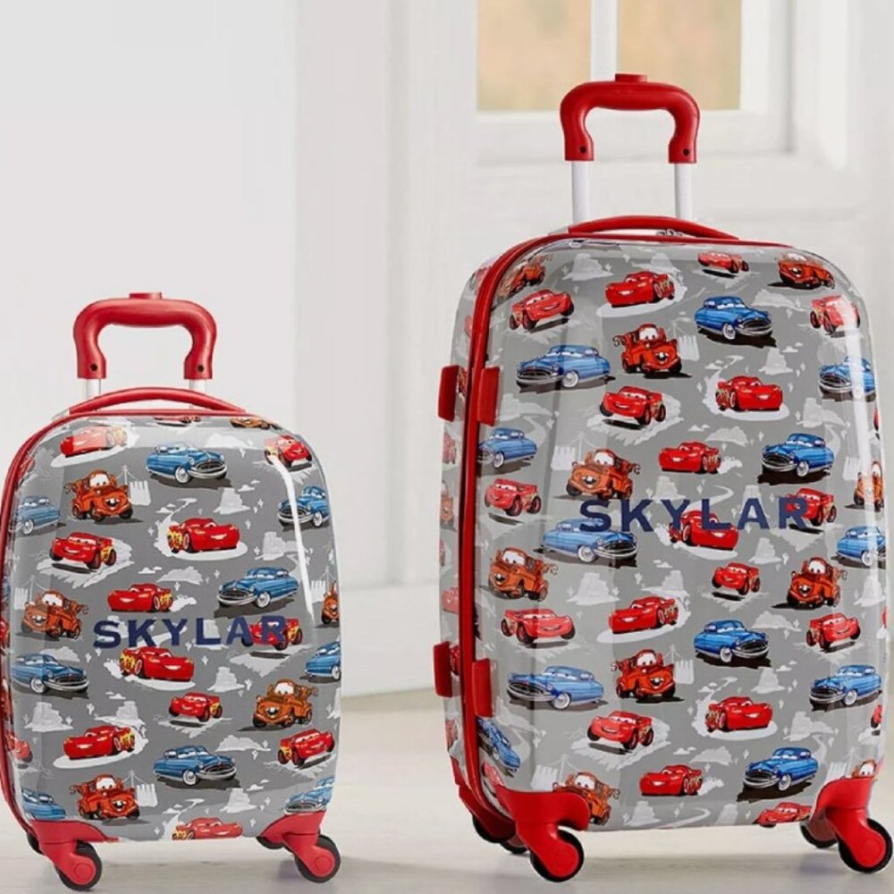 POTTERY BARN MACKENZIE PIXAR CARS SPINNER LUGGAGE SET (SMALL & LARGE) HARD SIDED